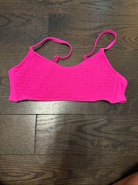 Xhilaration Bright Hot Pink Smocked Bikini Top